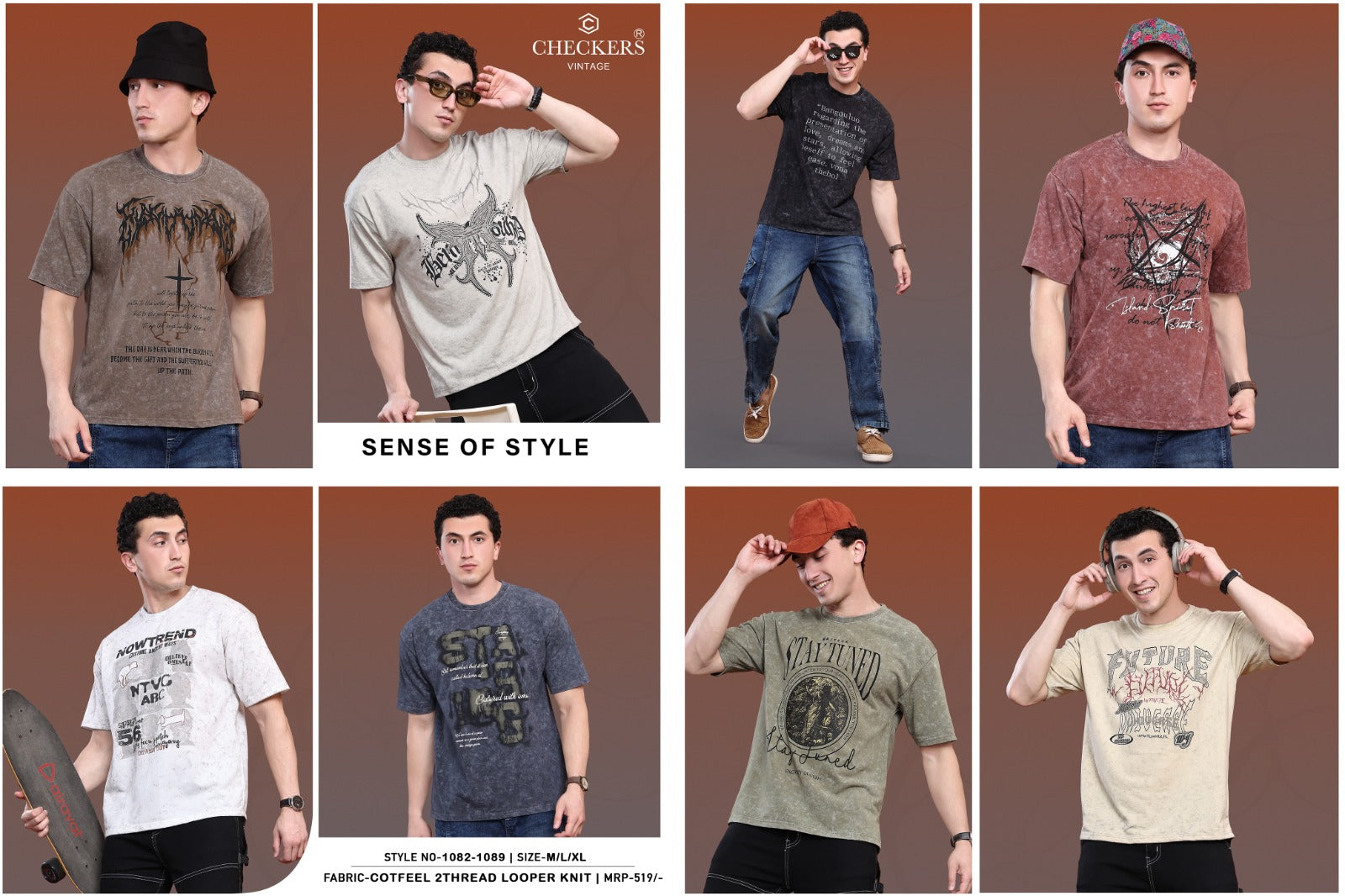 Style No 1082-1089 Checkers Looper Mens Tshirts Exporter India