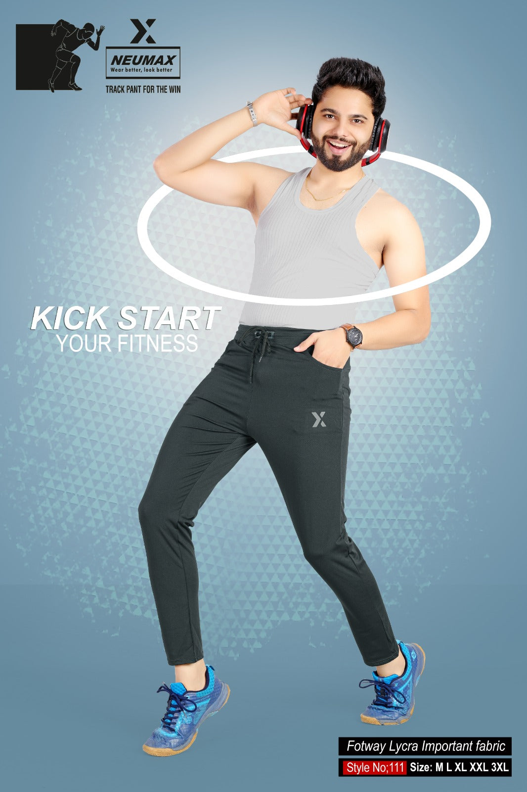 Style No 111 Neumax Lycra Mens Track Pants Exporter Gujarat