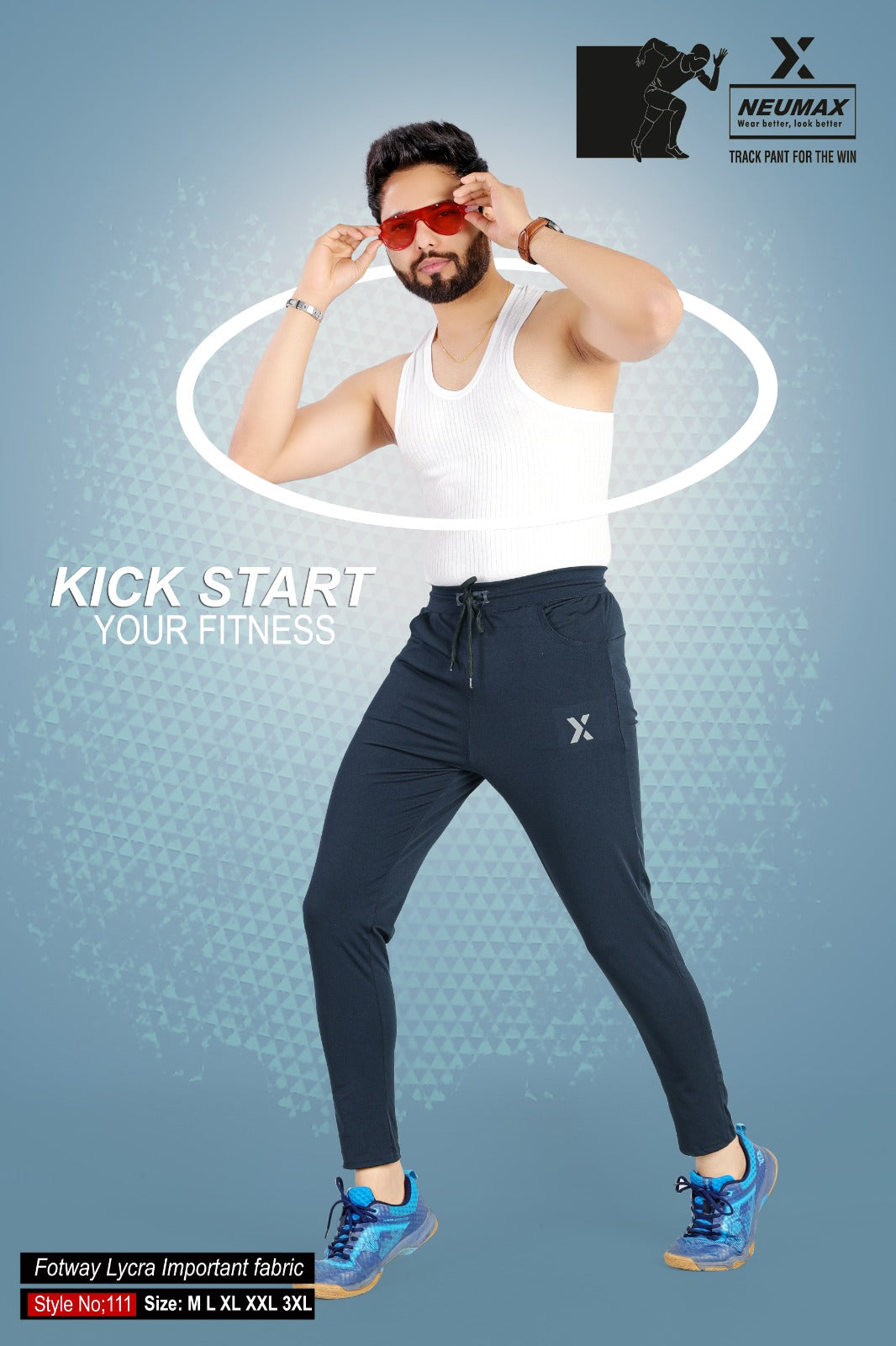 Style No 111 Neumax Lycra Mens Track Pants Exporter Gujarat