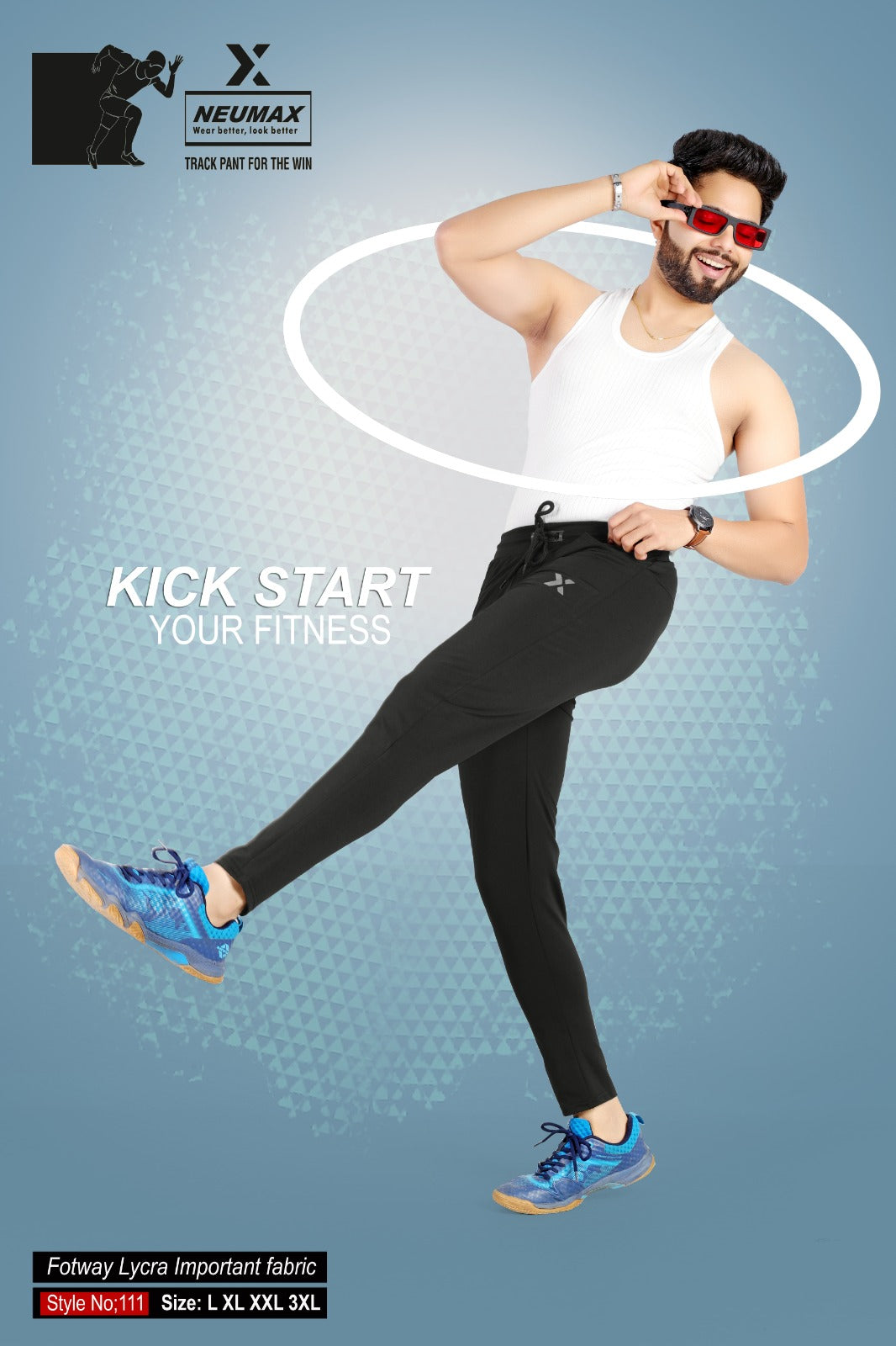 Style No 111 Neumax Lycra Mens Track Pants Exporter Gujarat