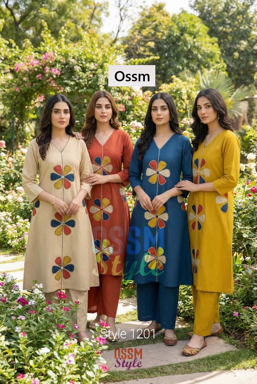 Style No 1201 Ossm Cotton Kurti Pant Set Wholesale Rate