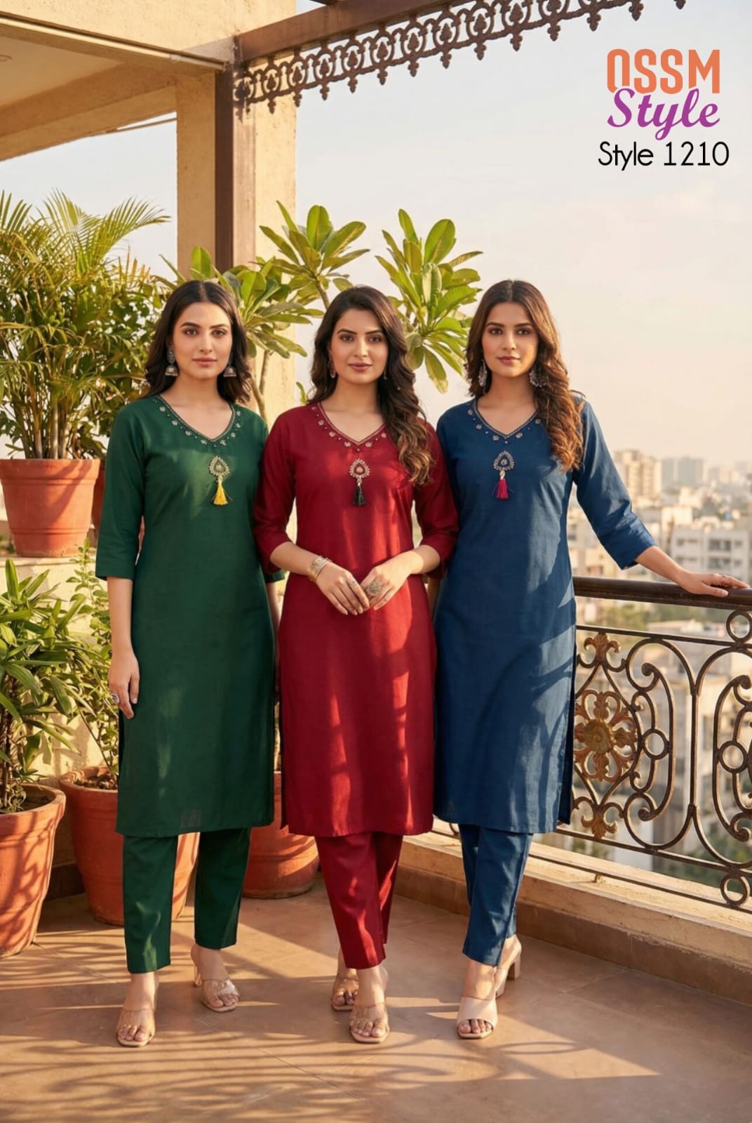 Style No 1210 Ossm Cotton Kurti Pant Set Manufacturer India