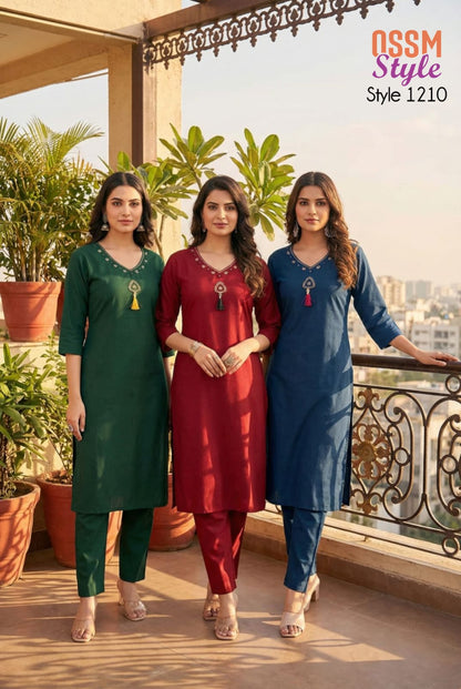 Style No 1210 Ossm Cotton Kurti Pant Set Manufacturer India