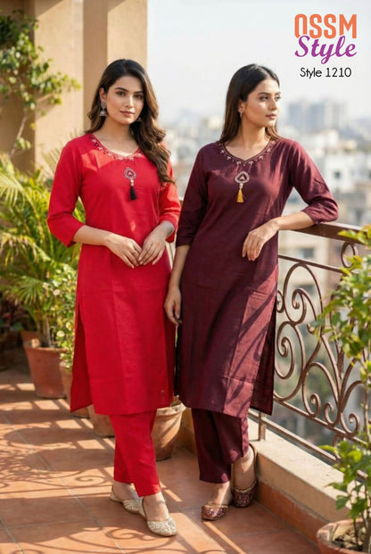 Style No 1210 Ossm Cotton Kurti Pant Set Manufacturer India