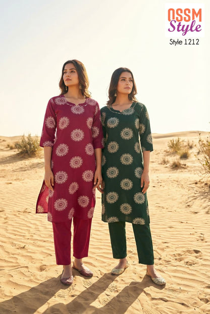 Style No 1212 Ossm Cotton Co Ord Set Wholesale Price