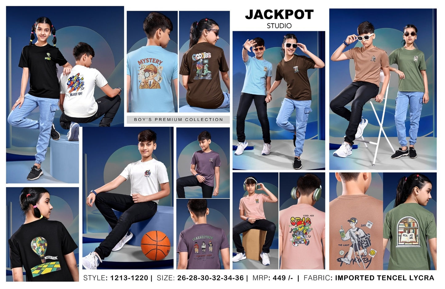 Style No 1213-1220 Jackpot Studio Imported Unisex Kids Tshirt Exporter