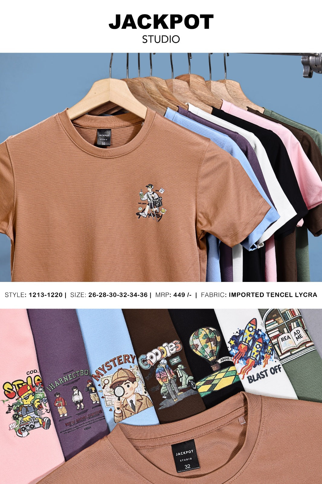 Style No 1213-1220 Jackpot Studio Imported Unisex Kids Tshirt Exporter