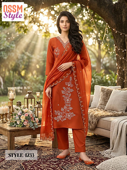 Style No 1233 To 1236 Ossm Dhabu Cotton Readymade Pant Style Suits Wholesaler Ahmedabad