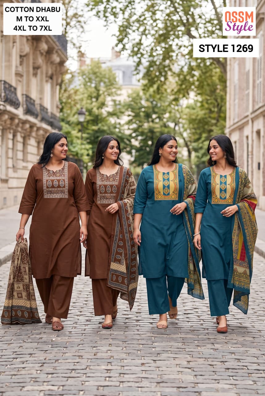 Style No 1269 Ossm Dhabu Readymade Cotton Pant Suits Wholesaler Gujarat