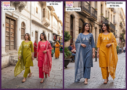 Style No 1274 Ossm Readymade Cotton Pant Suits Manufacturer Ahmedabad