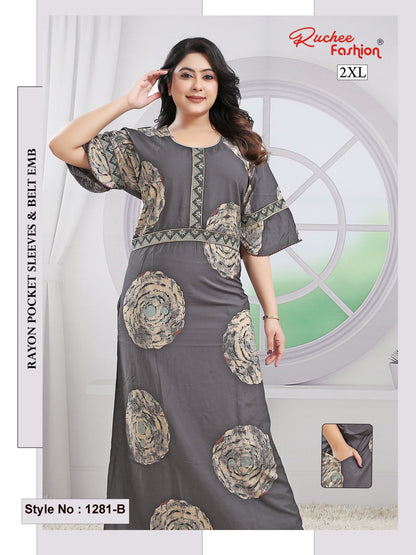 Style No 1276-1288 Ruchee Fashion Rayon Night Gowns Exporter