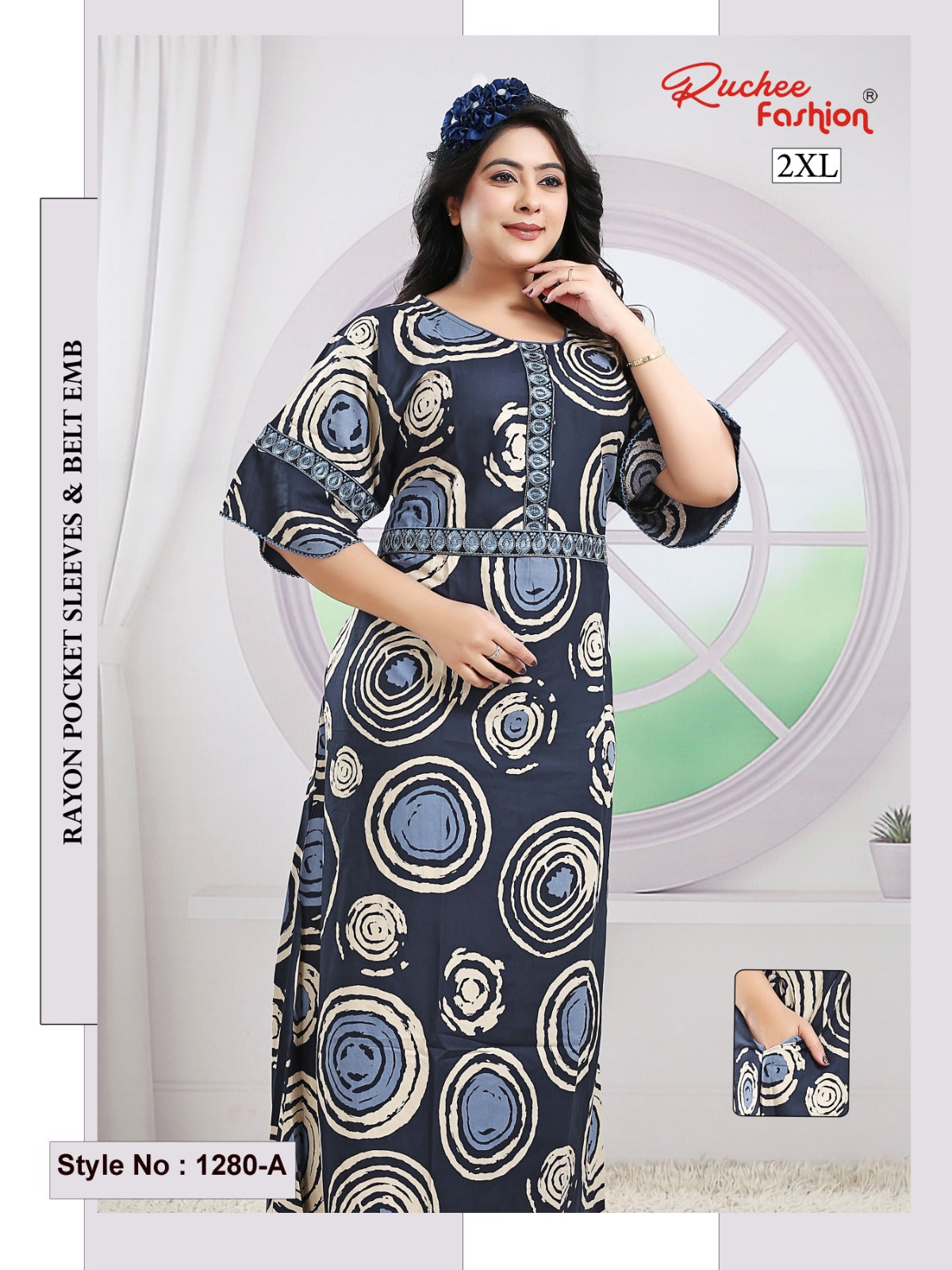 Style No 1276-1288 Ruchee Fashion Rayon Night Gowns Exporter