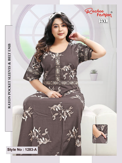 Style No 1276-1288 Ruchee Fashion Rayon Night Gowns Exporter