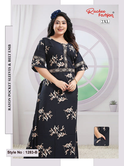 Style No 1276-1288 Ruchee Fashion Rayon Night Gowns Exporter