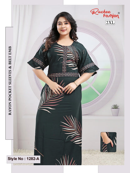 Style No 1276-1288 Ruchee Fashion Rayon Night Gowns Exporter