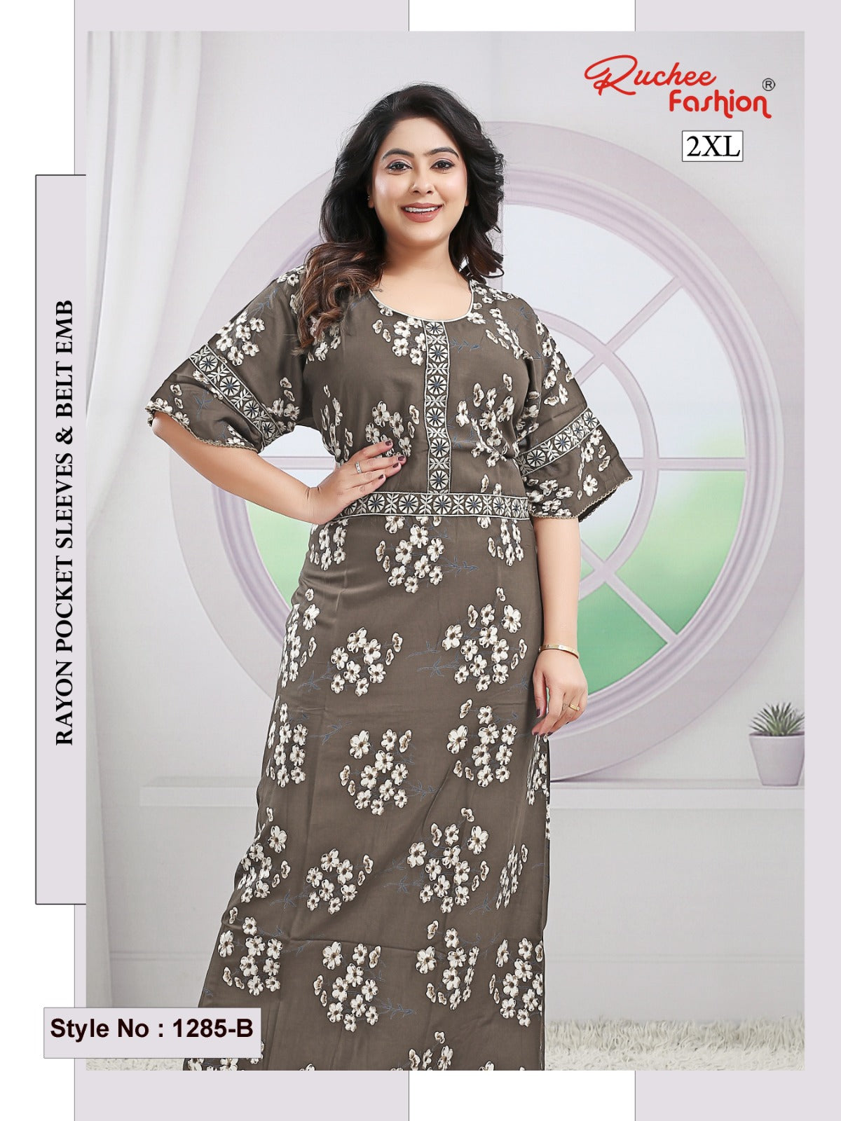 Style No 1276-1288 Ruchee Fashion Rayon Night Gowns Exporter