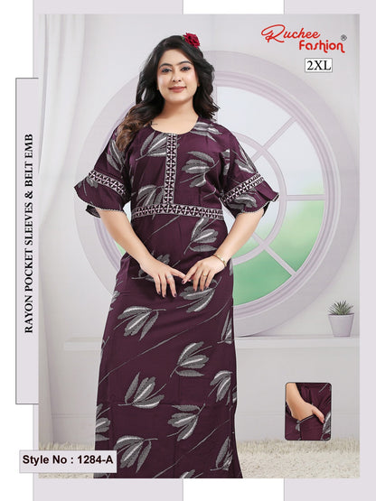Style No 1276-1288 Ruchee Fashion Rayon Night Gowns Exporter