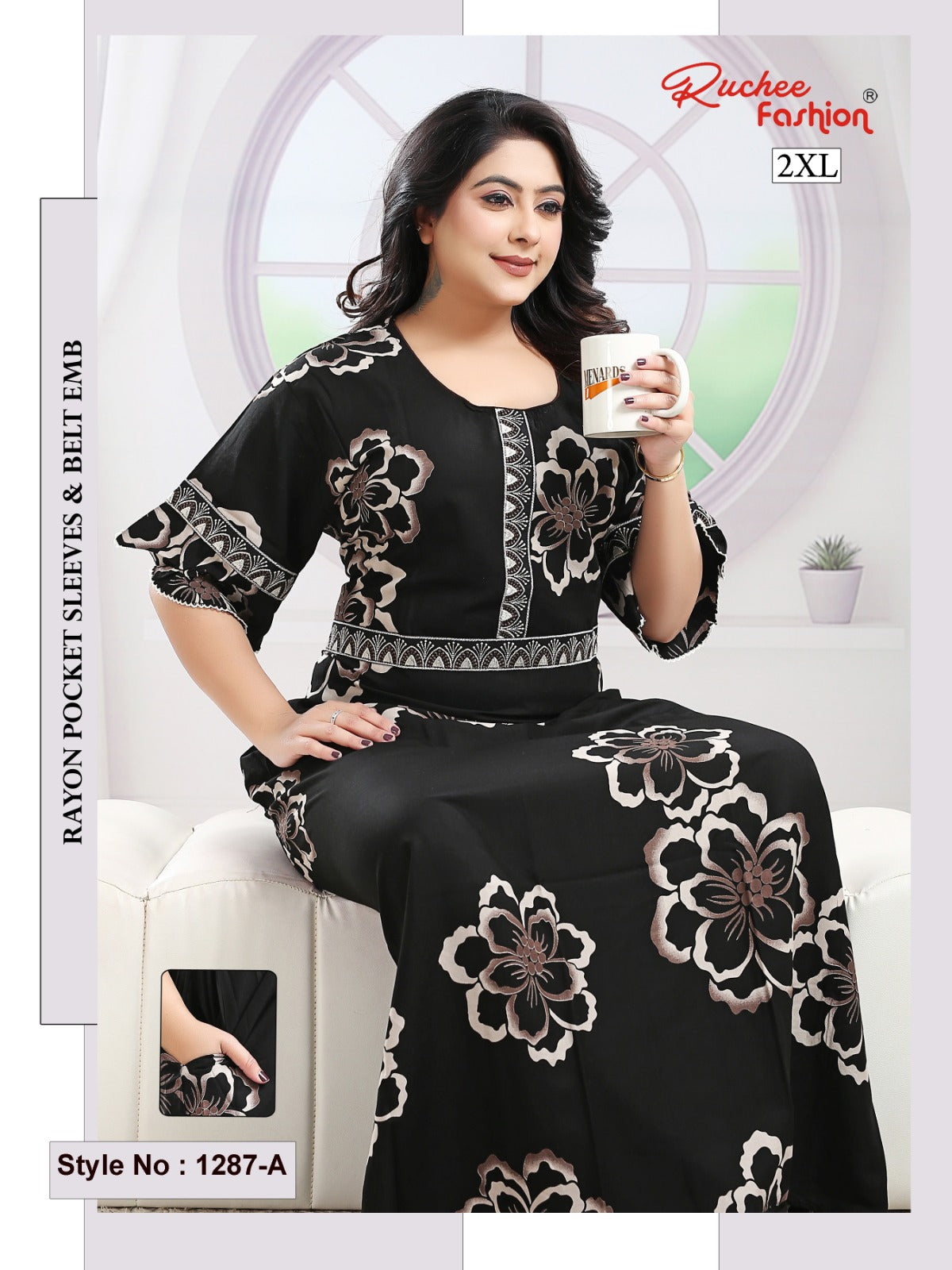 Style No 1276-1288 Ruchee Fashion Rayon Night Gowns Exporter
