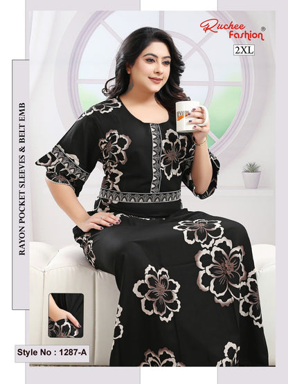 Style No 1276-1288 Ruchee Fashion Rayon Night Gowns Exporter