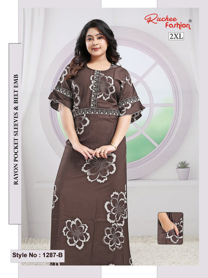 Style No 1276-1288 Ruchee Fashion Rayon Night Gowns Exporter