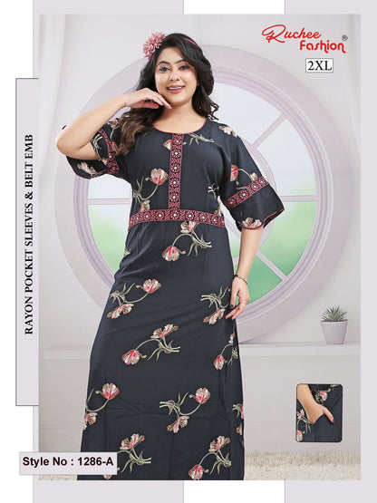 Style No 1276-1288 Ruchee Fashion Rayon Night Gowns Exporter