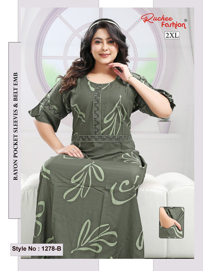 Style No 1276-1288 Ruchee Fashion Rayon Night Gowns Exporter