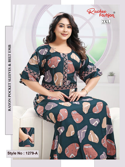 Style No 1276-1288 Ruchee Fashion Rayon Night Gowns Exporter