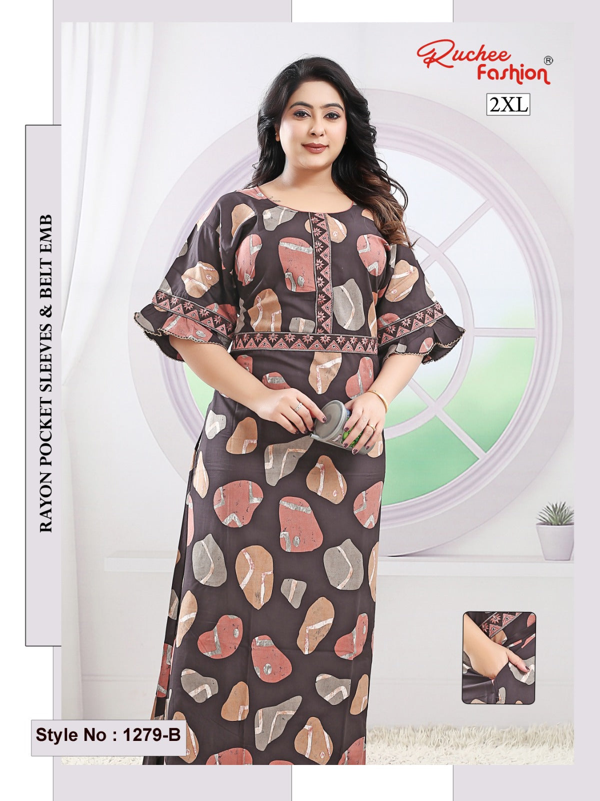 Style No 1276-1288 Ruchee Fashion Rayon Night Gowns Exporter