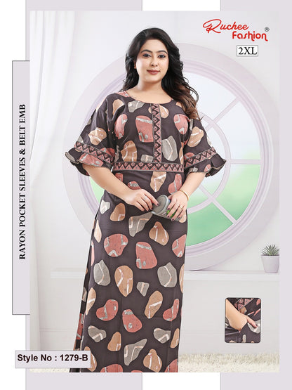 Style No 1276-1288 Ruchee Fashion Rayon Night Gowns Exporter