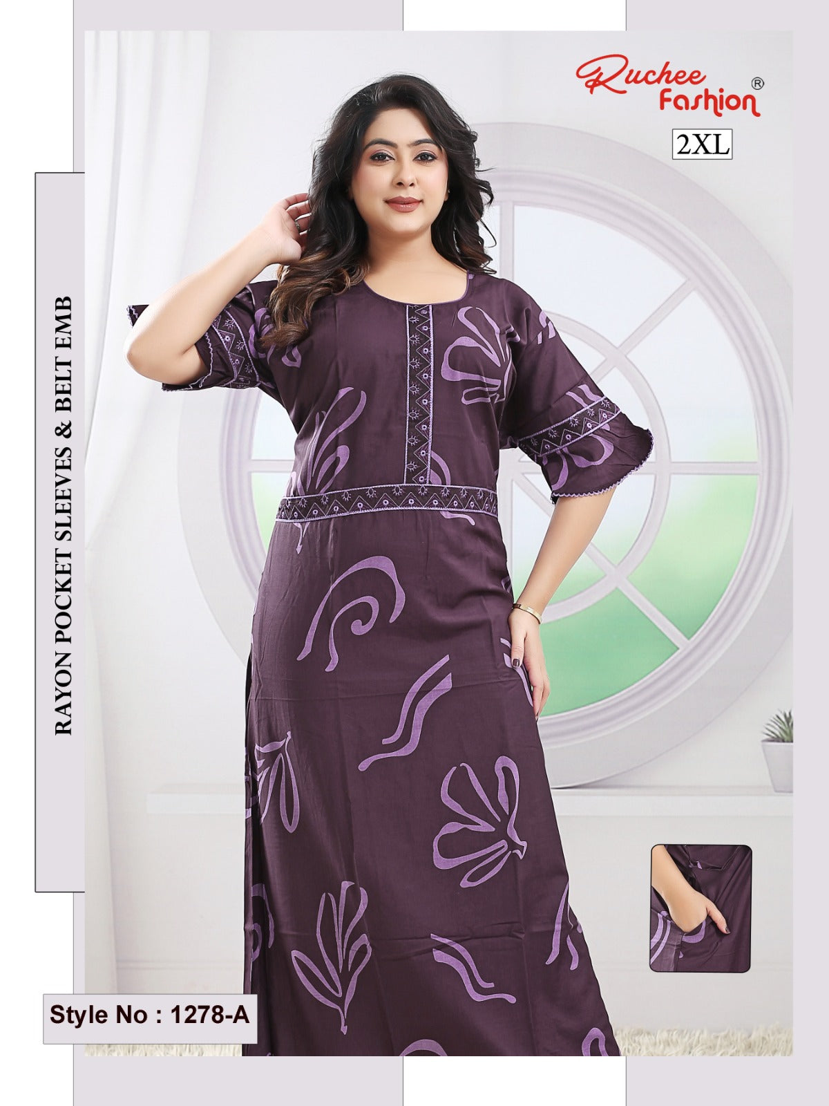 Style No 1276-1288 Ruchee Fashion Rayon Night Gowns Exporter