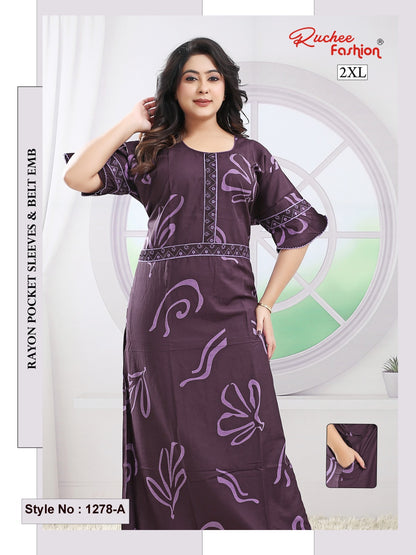 Style No 1276-1288 Ruchee Fashion Rayon Night Gowns Exporter