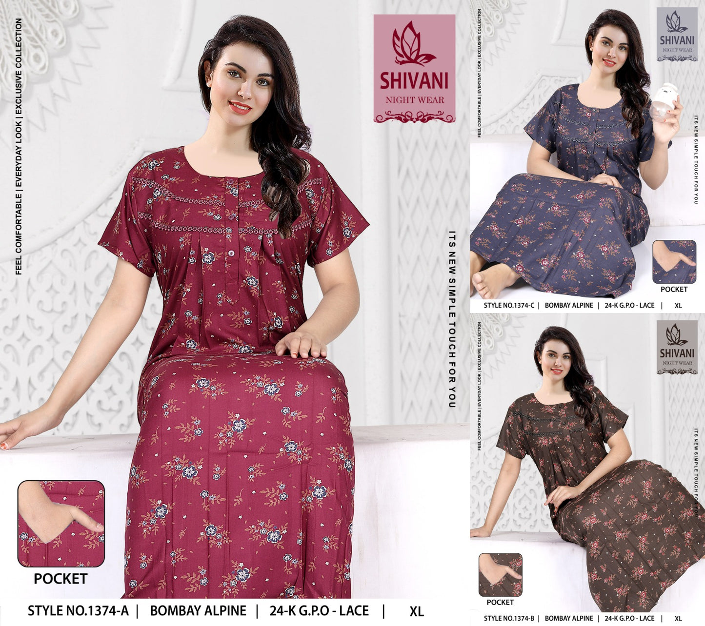 Style No 1364-1375 Shivani Alpine Night Gowns Supplier