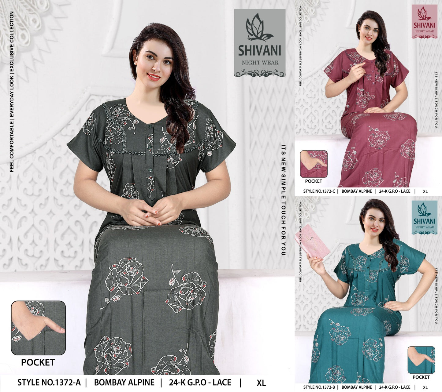 Style No 1364-1375 Shivani Alpine Night Gowns Supplier