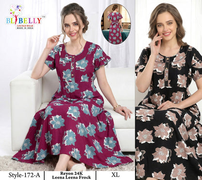 Style No 160-172 Belly Reyon Night Gowns Exporter India