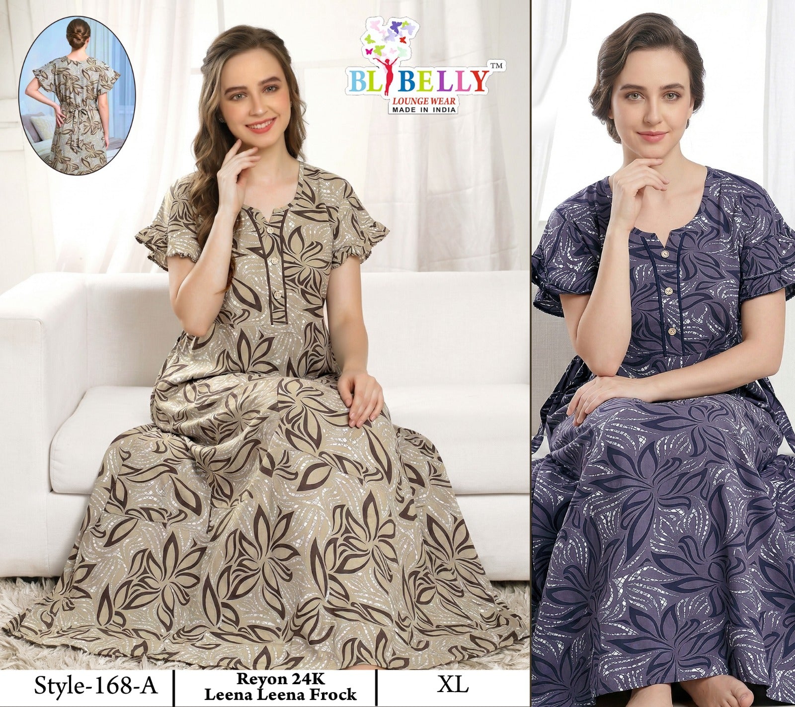 Style No 160-172 Belly Reyon Night Gowns Exporter India