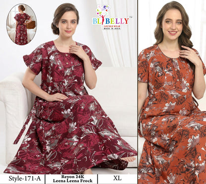 Style No 160-172 Belly Reyon Night Gowns Exporter India