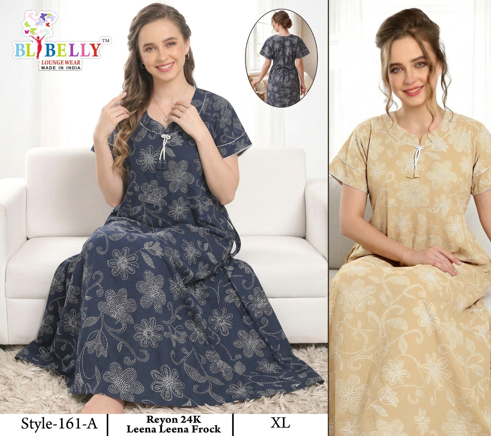 Style No 160-172 Belly Reyon Night Gowns Exporter India
