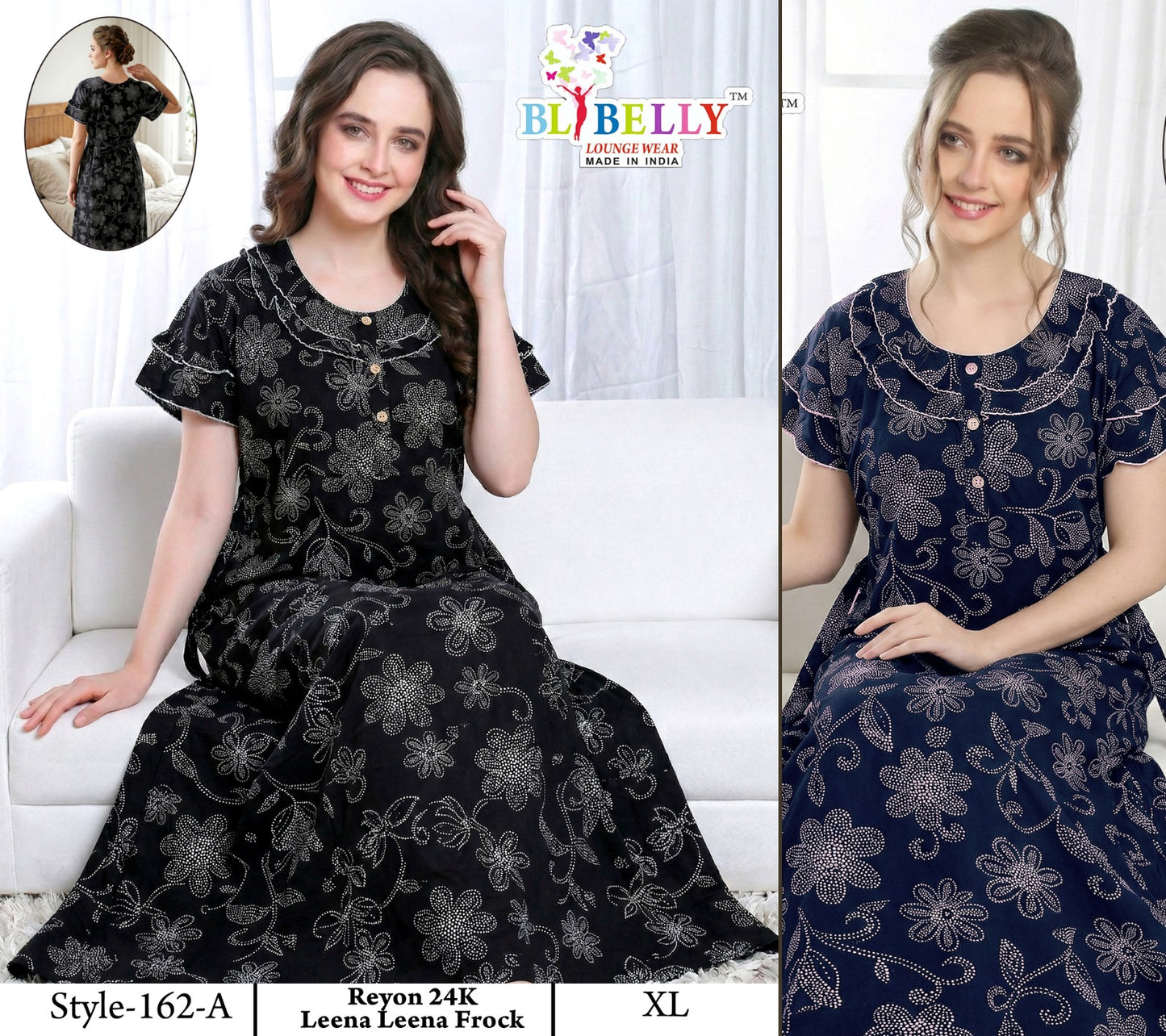 Style No 160-172 Belly Reyon Night Gowns Exporter India