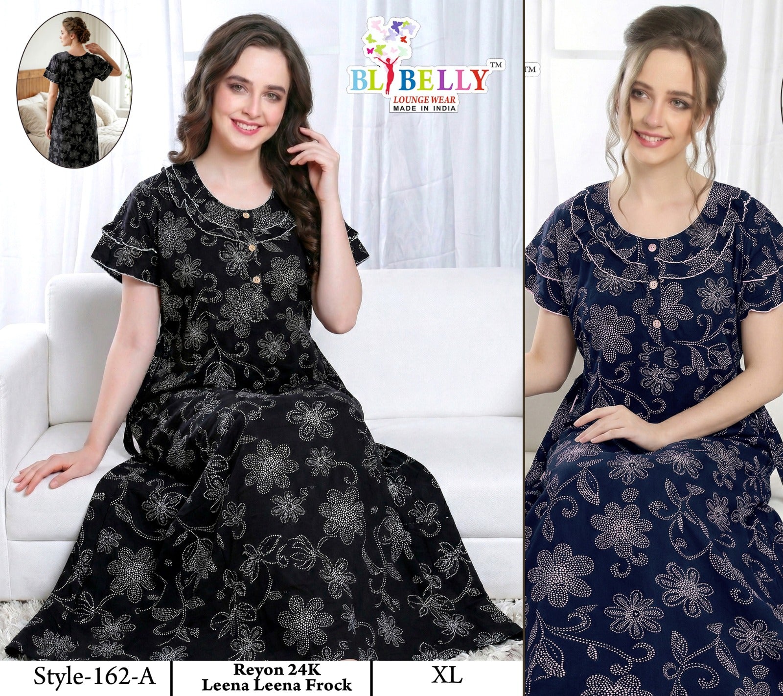 Style No 160-172 Belly Reyon Night Gowns Exporter India