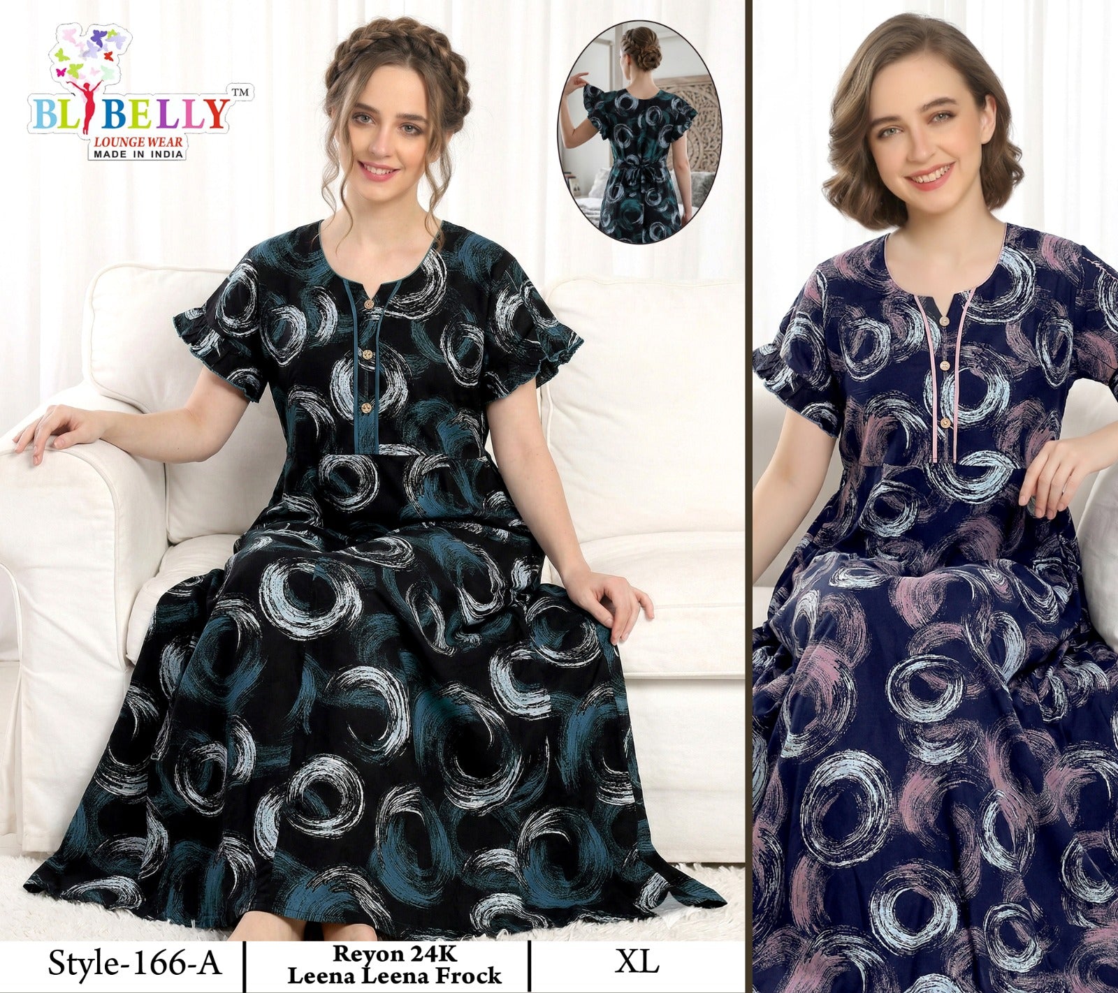 Style No 160-172 Belly Reyon Night Gowns Exporter India