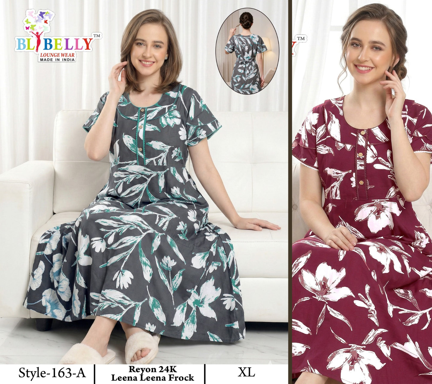 Style No 160-172 Belly Reyon Night Gowns Exporter India