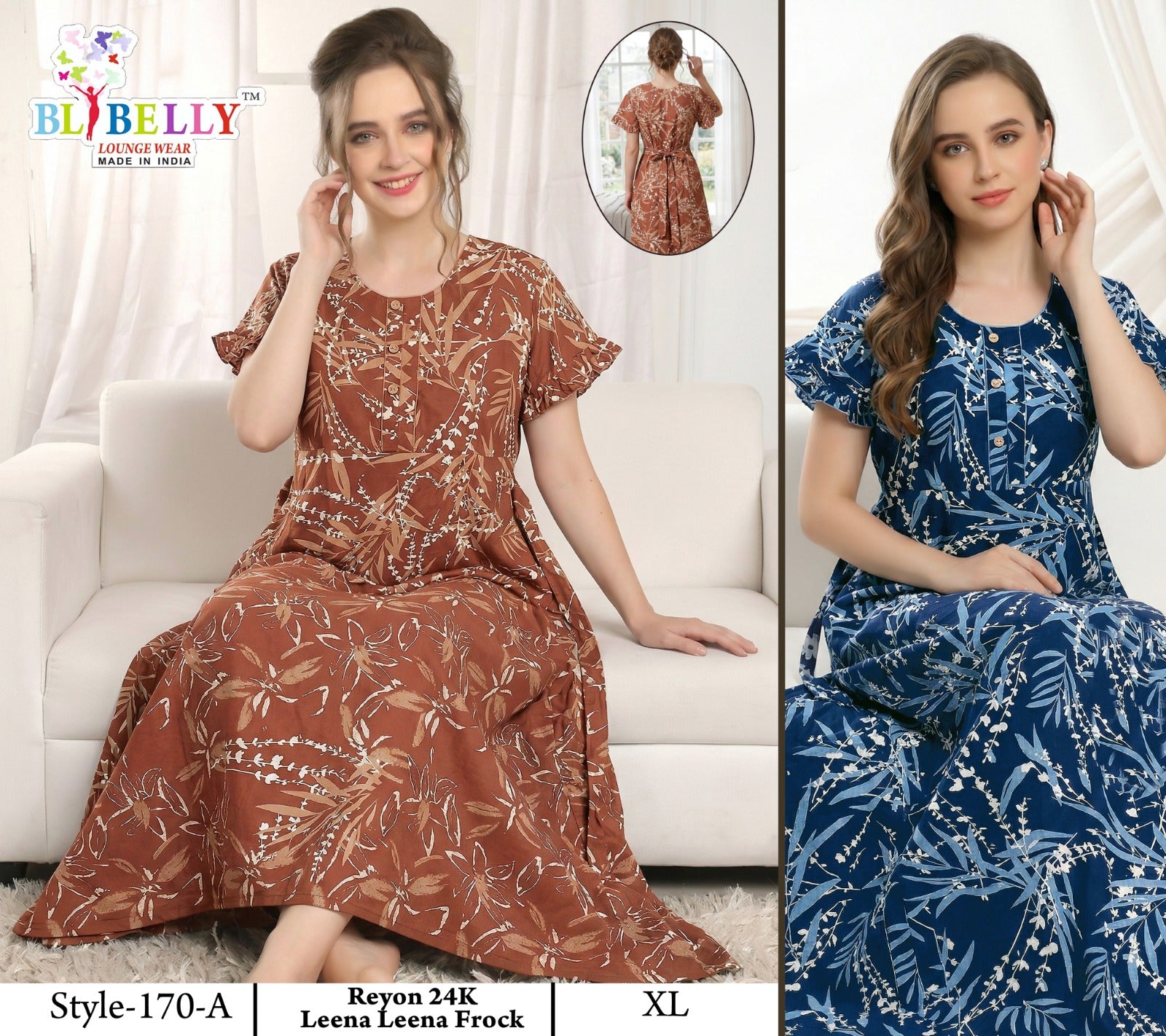 Style No 160-172 Belly Reyon Night Gowns Exporter India