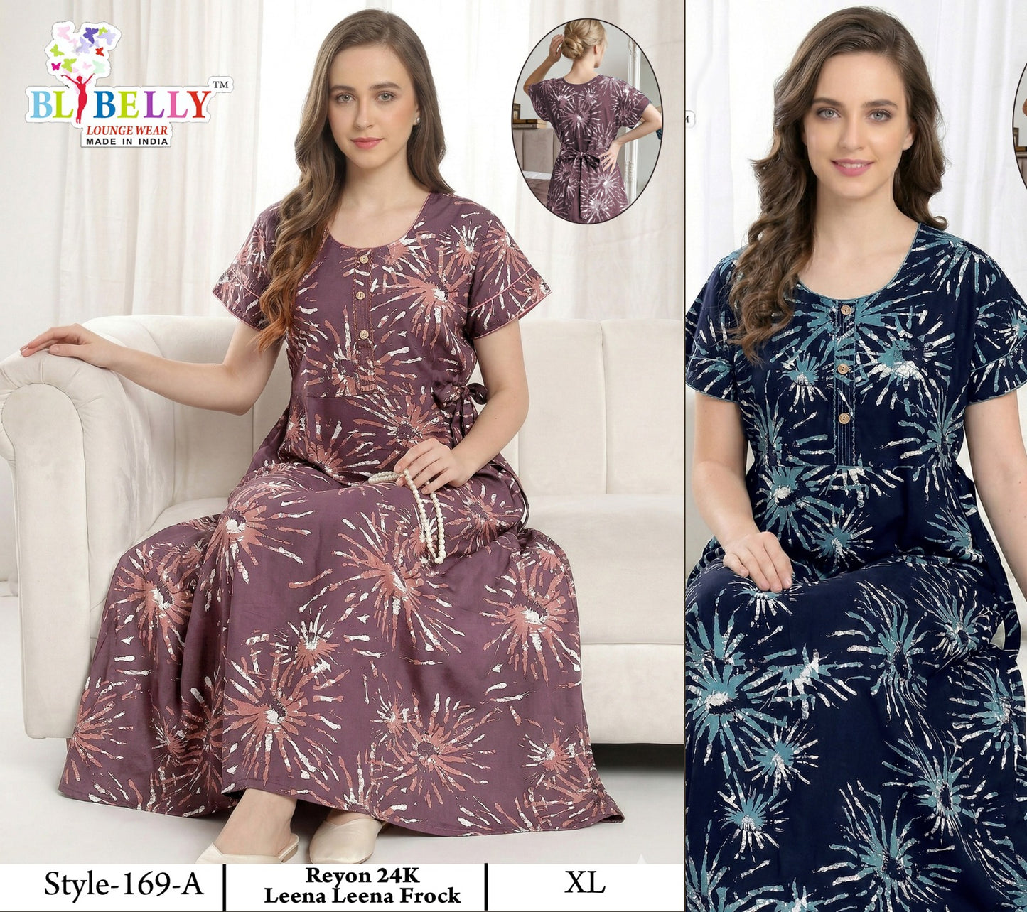 Style No 160-172 Belly Reyon Night Gowns Exporter India