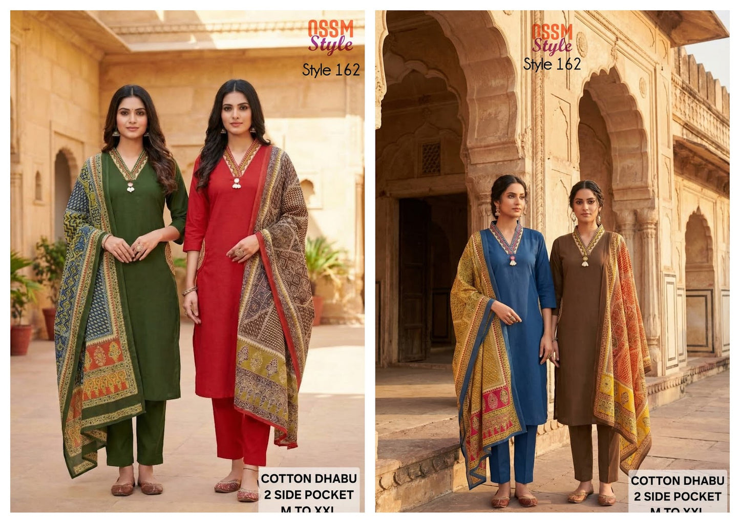 Style No 162 Ossm Dhabu Cotton Readymade Pant Style Suits Manufacturer