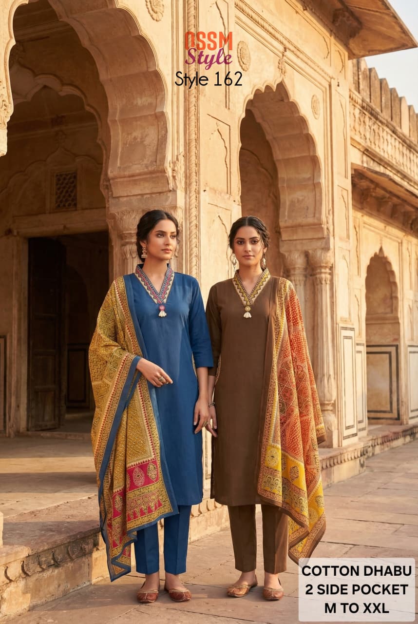 Style No 162 Ossm Dhabu Cotton Readymade Pant Style Suits Manufacturer