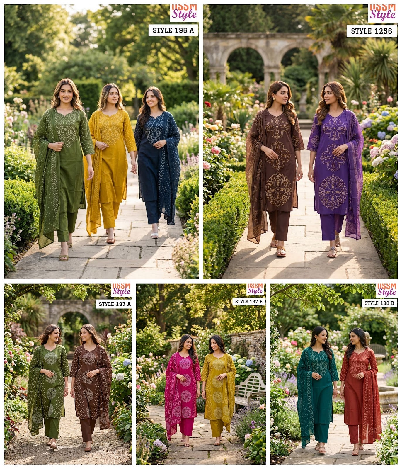 Style No 196-197-1256 Ossm Readymade Cotton Pant Suits Supplier Gujarat