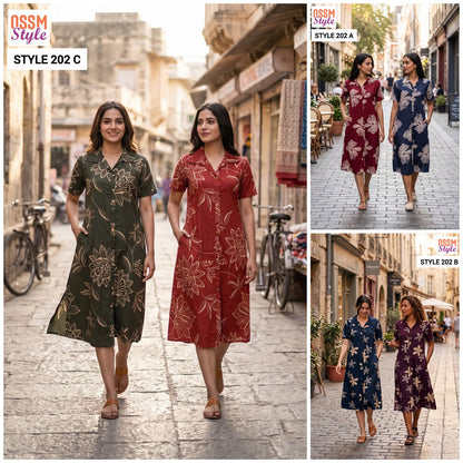 Style No 202 Ossm Reyon A-Line Kurti Supplier India
