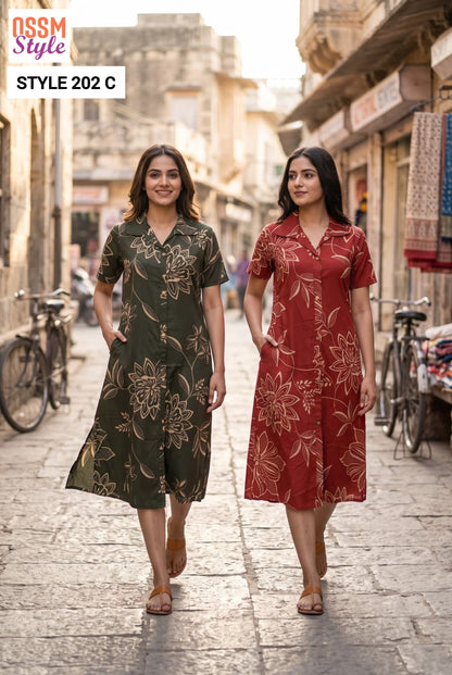 Style No 202 Ossm Reyon A-Line Kurti Supplier India