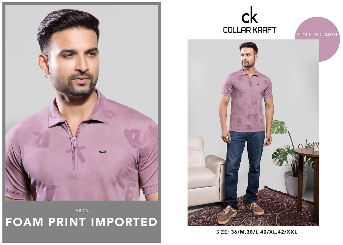 Style No 2070 Collar Kraft Tencil Mens Tshirts Supplier