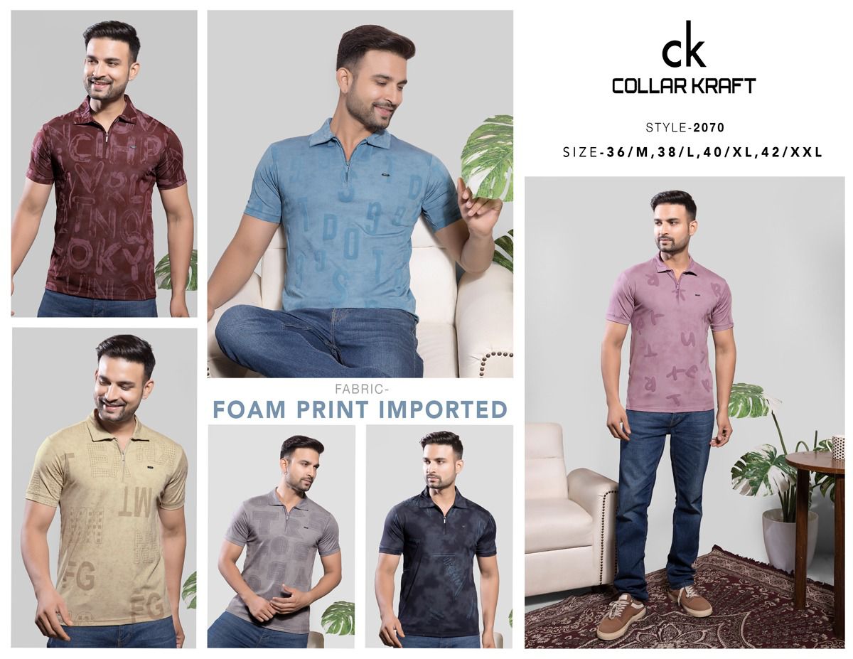 Style No 2070 Collar Kraft Tencil Mens Tshirts Supplier